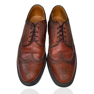 Vintage Dexter 8.5 C Wingtip Oxford Dress Shoes Cognac Brown Leather Made In USA